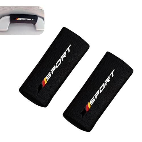 sdidzad 2 PCS Car Inside Door Handle Protector Sport Style Soft Fluff Car Grab Handle Cover Breathable Anti-Slip Roof Pull Wrap Cover Universal for Most Cars SUVs Trucks (Black)