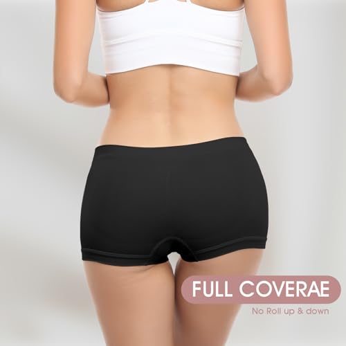 Womens Boy Shorts Underwear - No Show Seamless Boyshort Panties Stretch Boxer Briefs for Ladies Pack3