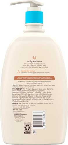 Image of Aveeno Baby Daily Moisture Body Wash & Shampoo with Oat Extract, 33 Fl Oz (Pack of 6)