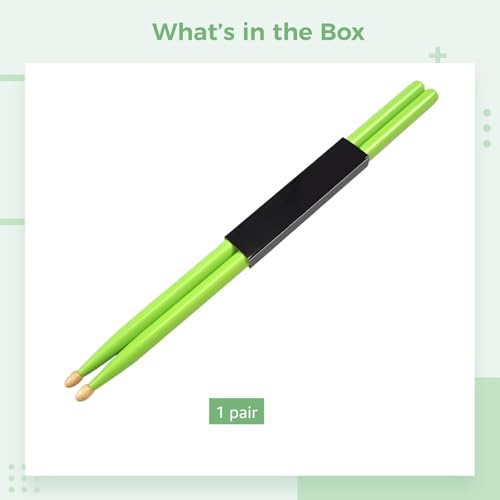 Baquetas profesionales de arce con acabado verde neón para baterías electrónicas y acústicas, herramientas de percusión amigables para principiantes miniatura 5