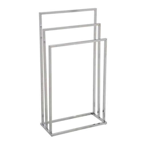 Casaseleccion - Toallero De Pie Múltiple Cromado De Metal Con 3 Brazos De 85x45x22 Cm. Funcional Y Estético, No Requiere Agujeros En La Pared. Ideal Para Decorar Tu Baño.