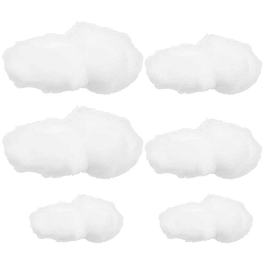 HOMSFOU Decoraciones de nubes artificiales para techo, 6 piezas, decoración suspendida de algodón simulado, para habitación infantil, guardería y fiesta tamaño 5,91 pulgadas
