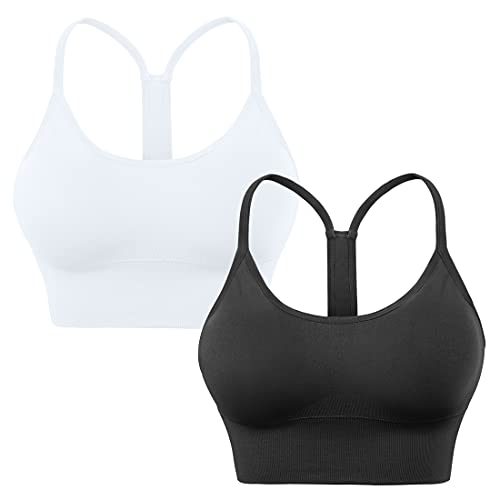 Image of Evercute Racerback Sports Bras Padded Y Racer Back Cropped Bras for Yoga Workout Fitness Low Impact