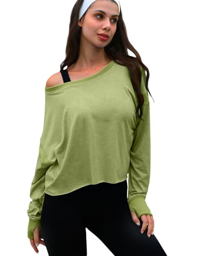 Image of UNIANKIYA Open Back Workout Tops for Women Long Sleeve Cropped Athletic Clothes Gym Running Yoga Low Impact Sports T Shirts