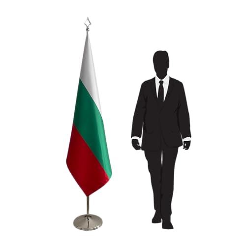 Drapeau Bulgarie en inox finition argentée et hampe pointe lance haut de gamme CN2-BG-L