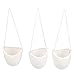 MyGift Modern Ceramic White Hanging Planters for Indoor Plants, Succulent Planter Pots with Jute Rope, Set of 3
