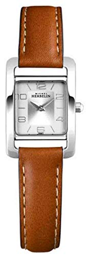 Montre Michel Herbelin V Avenue en cuir marron et cadran argenté chic