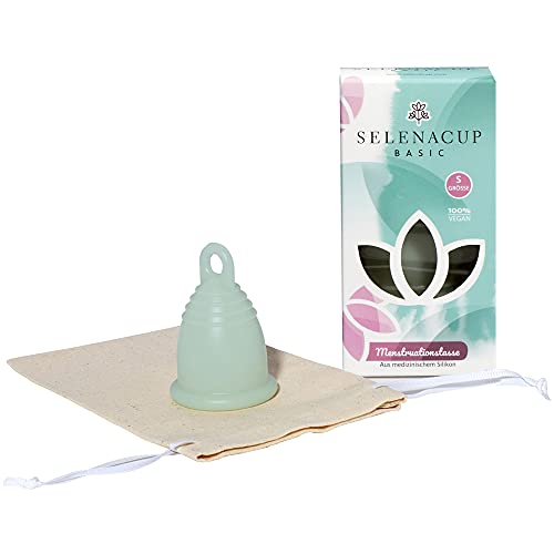 Selenacare Menstruationstasse Basic - waschbarer Periodencup aus medizinischem Silikon - mit Aufbewahrungsbeutel aus Baumwolle, Größe S (21ml)