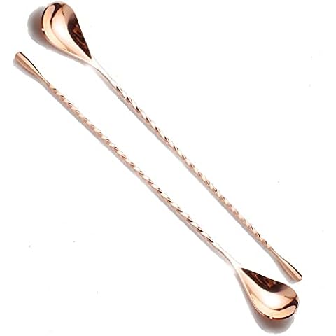 Barsrow 2-Pack Mixing Bar Spoon 12 Inches 18/10 Stainless Steel Spiral Pattern Morphine Bartender Whiskey Cocktail Shaker Spoon Cover