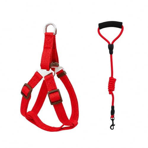 Image of Mini Pig Harness, Adjustable Small Pig Harness with Leash Infinity Style Lead and Soft Foam Handle for Small to Medium Pet Pigs Walking Training Jogging (Red, S)