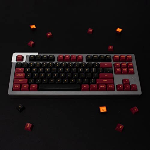 Red Black Keycaps Set MSA Profile Doubleshot 150 Keys Custom Keycaps for 60% 75% 95% Cherry MX Gateron Kailh Box Switches Mechanical Gaming Keyboard