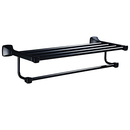 Porte-serviettes double étagère noir mat en aluminium space pour salle de bain européenne