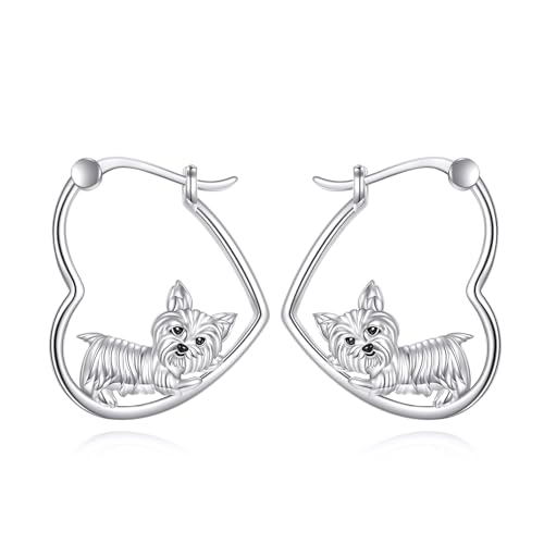 Boucles d'oreilles pendantes Yorkie en argent pour illuminer vos tenues