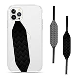 Switchbands Phone Grip Strap - Reversible Finger Holder for Phone Back, Customizable Anti-Slip Design, Wireless Charging Compatible Detachable Holder for iPhone - Knurled Black