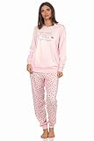 NORMANN-Wäschefabrik Damen Schlafanzug Langarm mit Bündchen Pyjama mit Kussmund Print - 102 201 10 703, Farbe:rosa, Größe:40-42