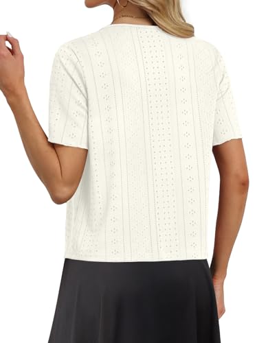 Image of Womens Tie Front Cardigan Lightweight Short Sleeve Cardigans for Women Trendy Open Front