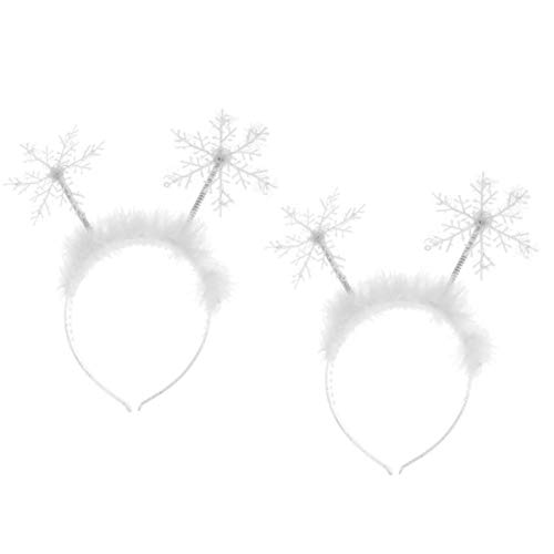 Lurrose 2 Stück Weihnachts-Stirnbänder Schneeflocken Haarband Haarband Feder Schneeflocken Kopfschmuck Weihnachten Haarschmuck für Weihnachten Party Geschenke Cover