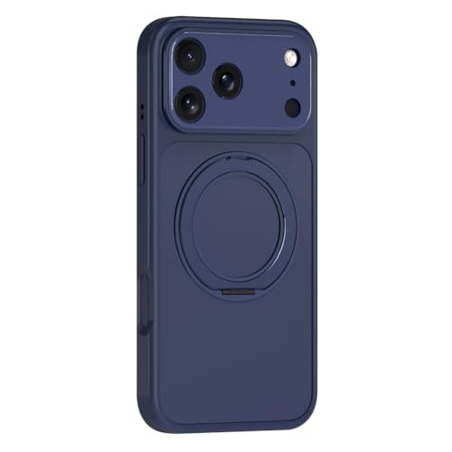Coque iPhone 17 Pro Max bleue idéale pour appels vidéo professionnels avec support rotatif