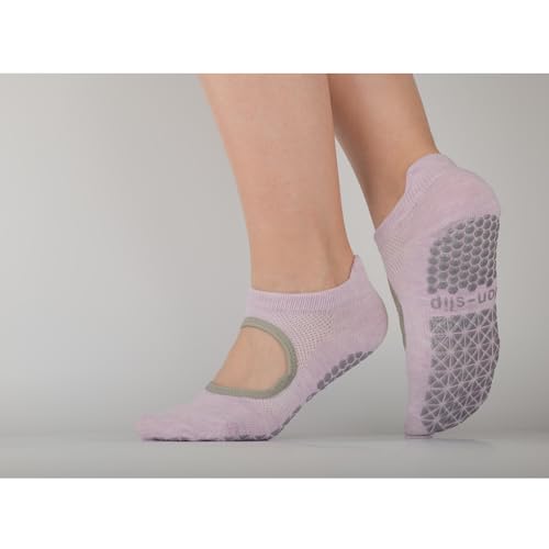 Image of Pilates Socks with Grips for Womens Athletic Gym Yoga Barre Dance Non Slip Skid Socks with Hole Cut