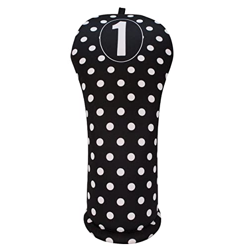 Women's Black & White Polka Dots Driver 460cc Club Headcover Handmade by BeeJos