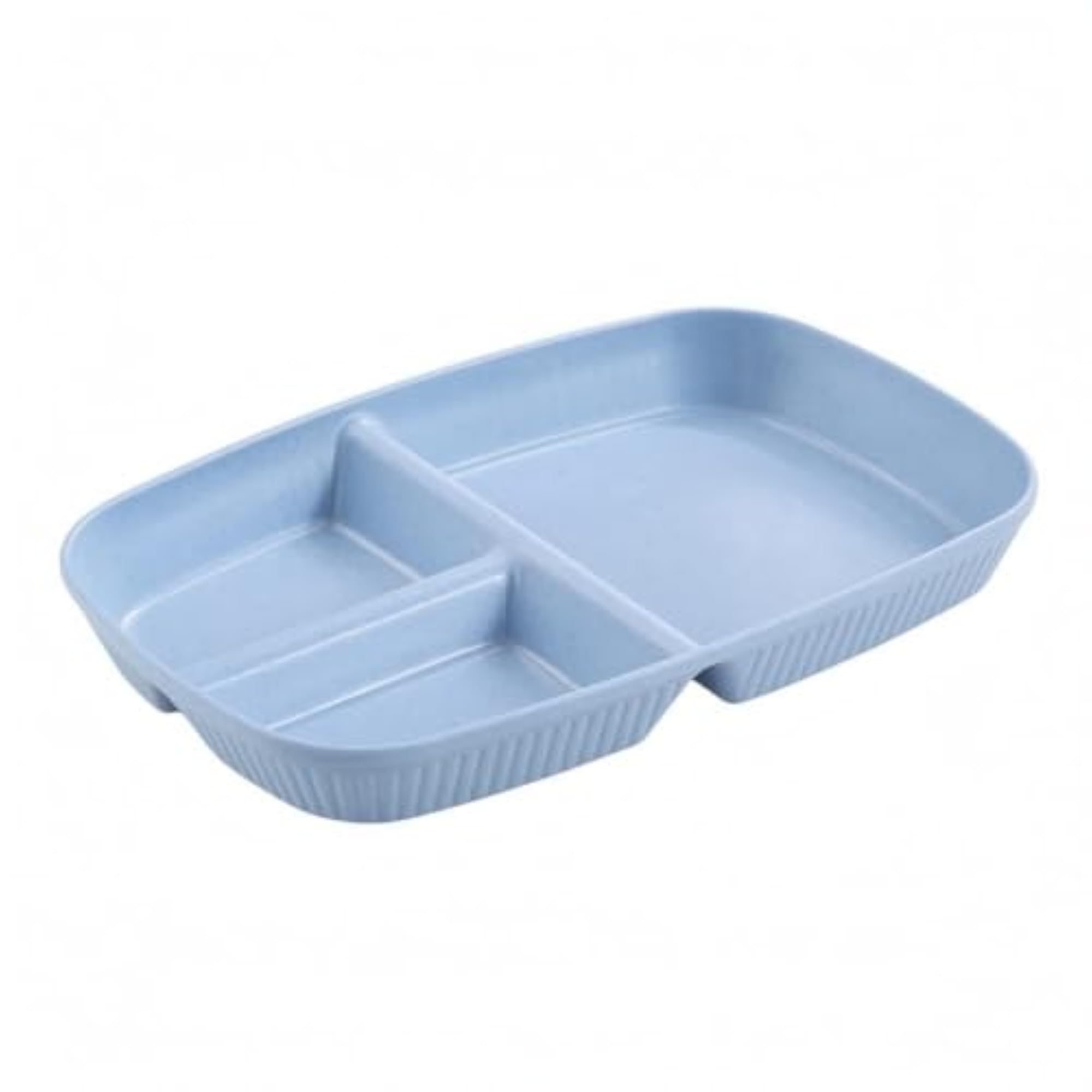 Rectangular Plate with Three Compartments Stackable Divided Plate