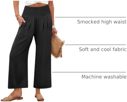 ANRABESS Womens Wide Leg Palazzo Pants with Pockets,Black,S - 3