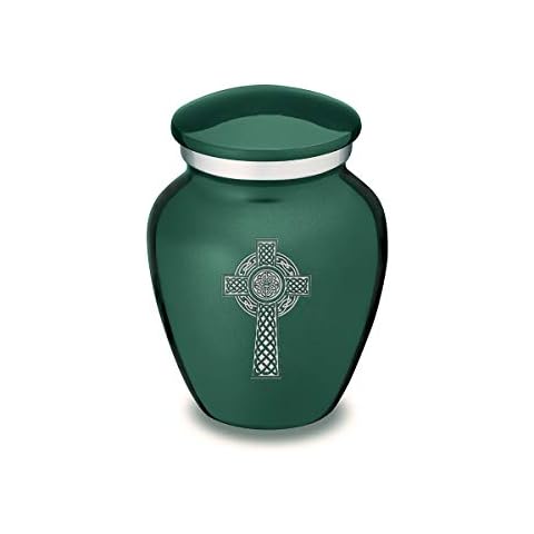 Geturns Embrace Keepsake Celtic Cross Cremation Urns for Human Ashes I Green Funeral Urn for Men and Women I 3.5 lbs Cover
