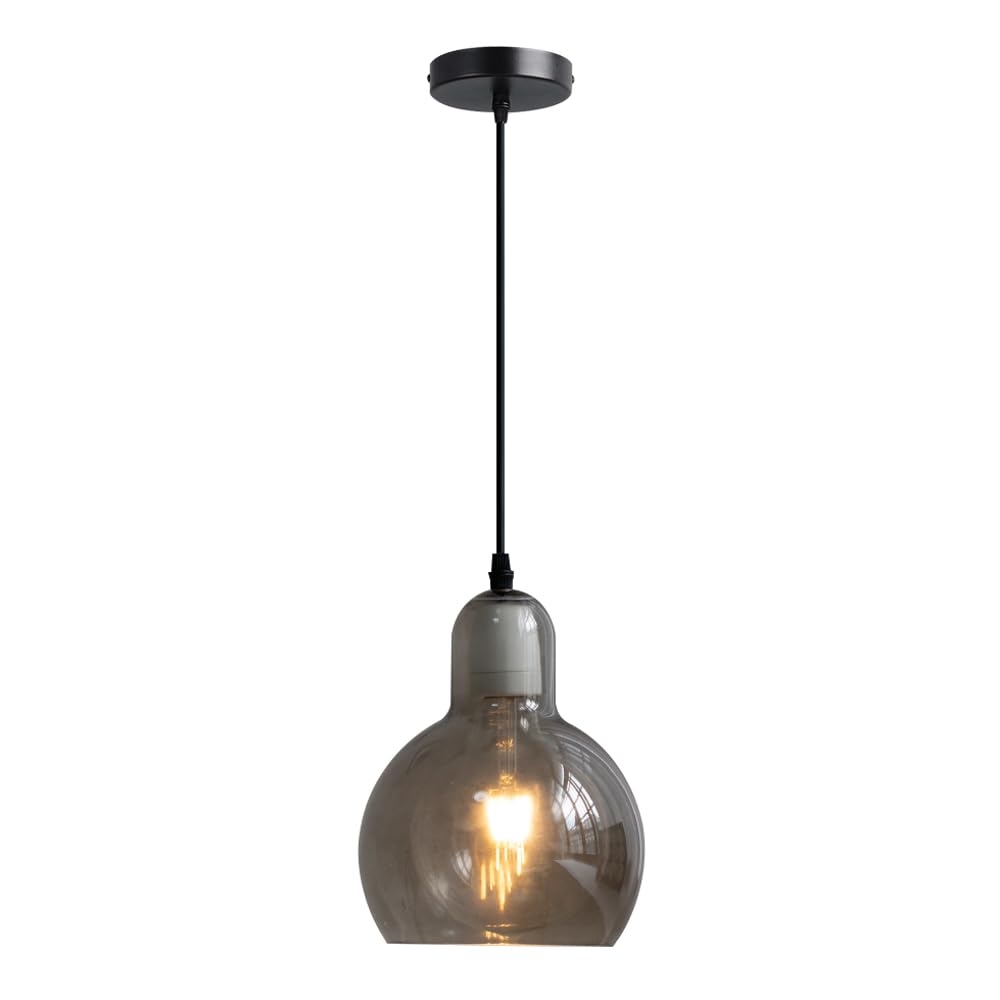KBUUKYYXouy Nordic Industrial Style Hanging Lamp, Minimalist Smoke Gray Glass Chandelier, E26 Light Source Ceiling Pendant, Bedroom Living Room Restaurant Decoration Fixtures