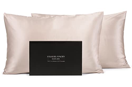 Fishers Finery 30mm 100% Pure Mulberry Silk Pillowcase 2 Pack, Quality Tested (Taupe, Standard, 2 Pack)