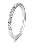 Picture of CYW Moissanite Imitation Diamond Eternity Ring 925 Silver Plain Thin Wedding Bands for Women Size 8