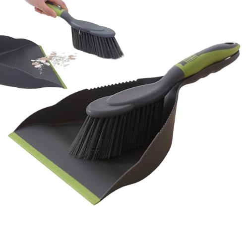 Conjunto de escoba de mano y pluma – Mini cepillo de limpieza y kit de sartén | Conjunto de escoba pequeña portátil para el hogar, cocina, piso, mesa, escritorio, migas de limpieza, suministros