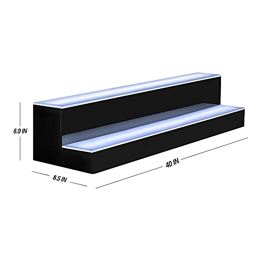Image of MESAlLUP Acrylic 40 Inch 2 Tier LED Liquor Bottle Display Shelf, Lighted Bar Shelves with APP or Remote Control, Mulit Color Lighting for Home Mini Bars Decor, Restaurants & Party Use