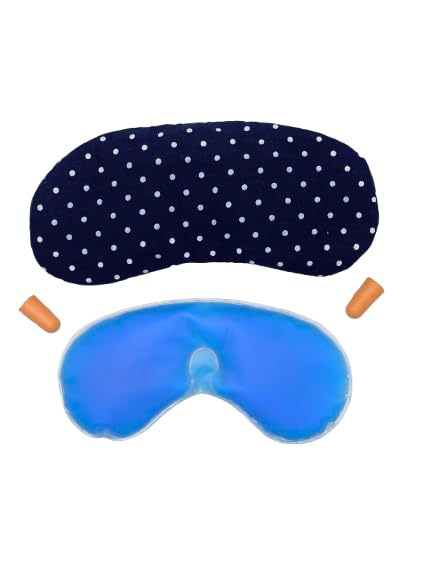Jewelorra Comfortable Cotton Eye Mask with Gel Cooling Pad – Lightweight, Adjustable Sleep Mask for Travel, Naps, Night Sleep & Headache Relief – Breathable & Soft Design(Blue Dot).-image-27