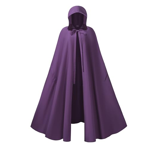 SightYoung Renaissance Cloak for Women Medieval Cape with Hood Adult Medieval Hobbit Cloak Purple Renaissance Cape for Women 51.1inch