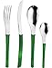 Pintinox Juego de 24 cubiertos serie Cinema de acero inoxidable sin níquel, con mango color verde esmeralda