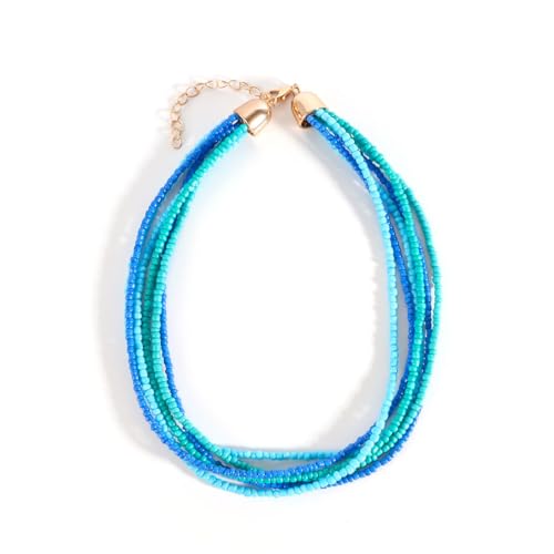 SCRDPRAD Colorful Multi-layered Seed Beaded Necklace Choker For Women Bohemian Handmade Crystal...