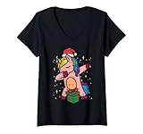 Photo Gallery donna dabbing unicorn xmas pjs natale per bambini e ragazze maglietta con collo a v Photo Gallery donna dabbing unicorn xmas pjs natale per bambini e ragazze maglietta con collo a v
