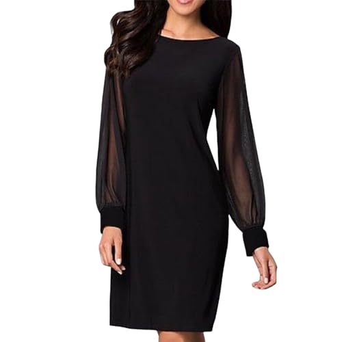 Caxndycing Glitzer Kleid Damen Abendkleider Sexy V-Ausschnitt Partykleid Ballkleider Chiffon Langarm Minikleid Hochzeit Silvesterkleid Slim Abendkleid...
