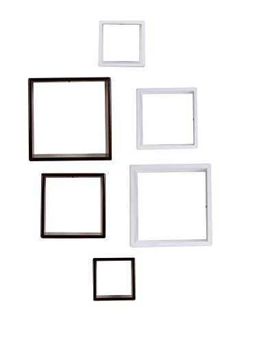 Image of Home Sparkle Wall Mounted Floating Shelves | 6 Set Decorative Cube Shelves Rack | Ideal for Decoration in Living Room, Bedroom & Wall Floating Bookshelf (Brown & White)