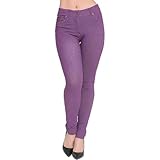 LUXFAB Women’s Girls High-Waisted New Skinny Jeggings - Stretch Casual Plain Black Denim Pants with Pockets, Ladies Slim Fit Leggings Jeans Size 8-22 (UK, Numeric, 18, Plus, Regular, Purple)