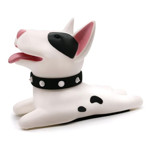 Encantador tope de puerta de dibujos animados, seguro y eficaz para hogares con niños y mascotas (perro blanco)