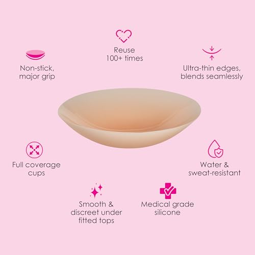 Hollywood Fashion Secrets Non-Adhesive Silicone Inserts – Reusable Nipple Covers, Deep Shade Nipple Pasties, Made in USA4