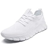 CMNZHK Women Tennis Running Shoes Walking Gym Fashion Sneakers Workout Atheltic Slip On Lightweight Breathable Sport Shoe White Size 10