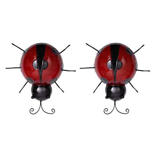 2Pack Mini Metal Ladybug Fence Hanger Wall Hanging Outdoor Garden Decor Red-image-45