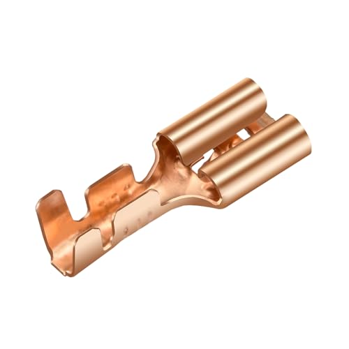 Heschen 100 Stück Flachsteckhülsen 6,3 mm Messing nicht isoliert für Kabel 1-1,5 mm²