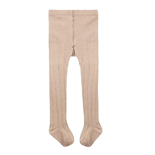 Image of Baby Toddler Girls Cable Knit Tights, Non-Slip Footed Stockings | Cable Knit Texture, Non-Slip Sole Design, Footed Tight Style, Baby Girl Fit, Newborn to Toddler Sizes