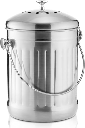 DOZENEGG Compost Bin 1 Gallon - Countertop Compost Pail
