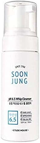 ETUDE HOUSE SoonJung pH 6.5 Whip Cleanser 5.1 fl. oz. (150ml) | Non Comedogenic & Hypoallergenic Soft Bubble Hydrating Facial Cleanser for Sensitive Skin | Fragrance-Free Low-pH Korean Face Wash