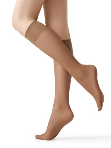 Image of MOOCHI Women's Sheer Knee High Stockings 6 Pairs 20 Denier Nylon Socks