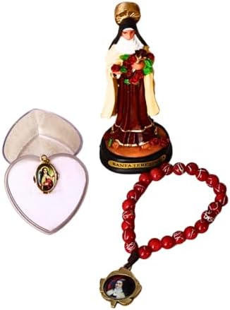 Kit 02 Santa Terezinha Imagem 11cm Novena Medalha Coração